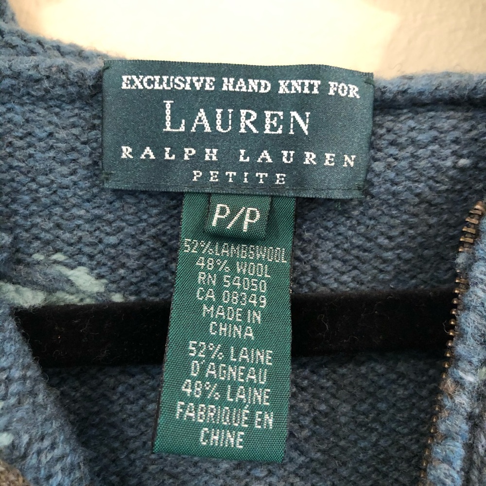Lauren Ralph Lauren Knit Dog Zip Sweater Cardigan - Picture 4 of 8
